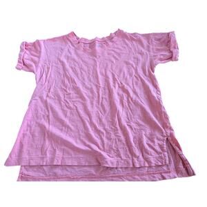 Loft vintage wash T-shirt pink roll sleeve top size small EUC